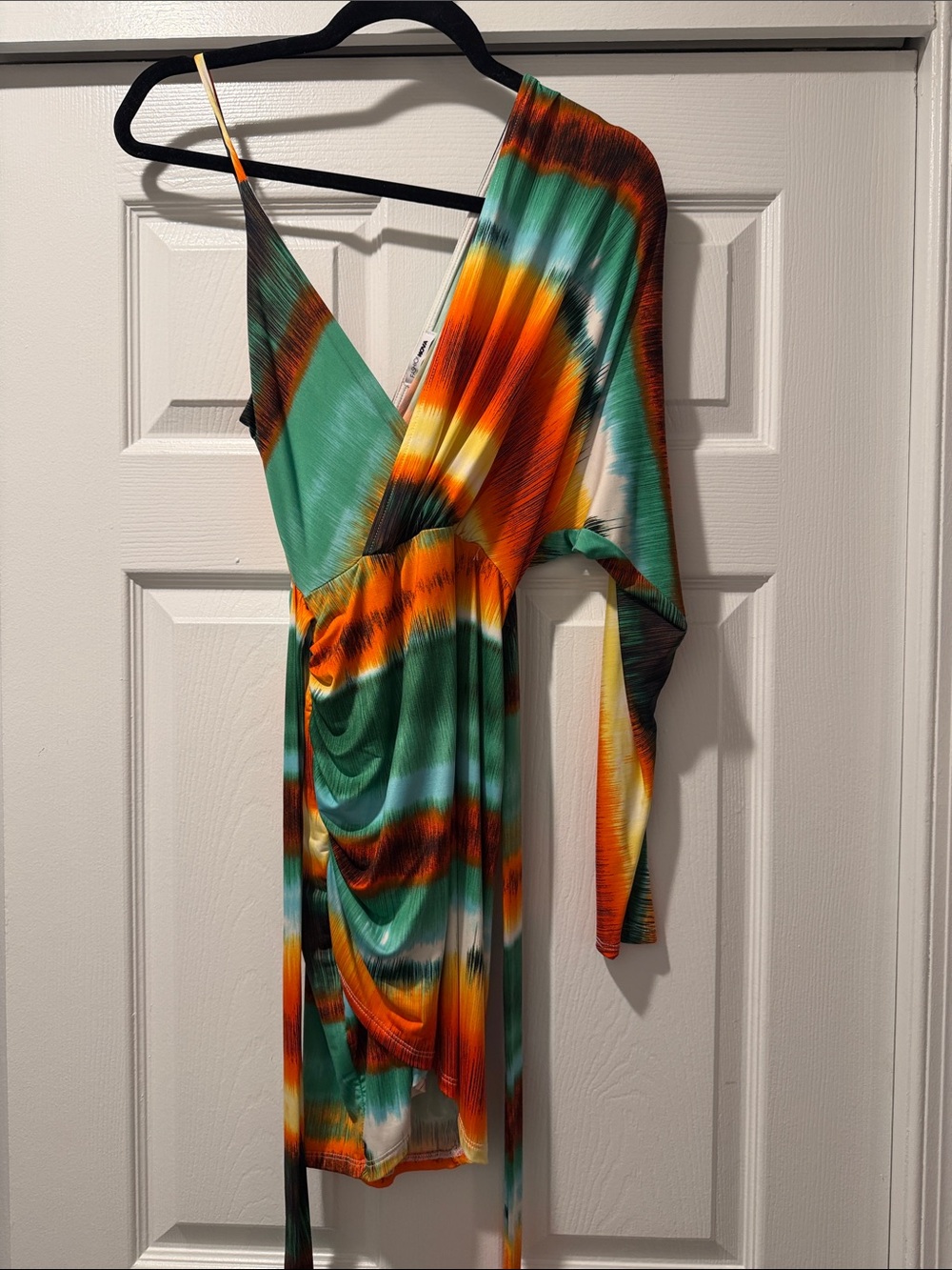 Vibrant Multicolor Tie-Dye One Shoulder Dress - Picture 3 of 4